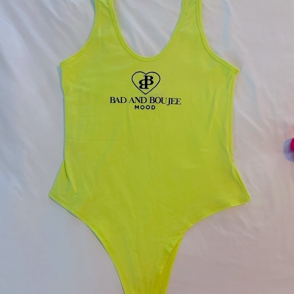 Fashion Nova Tops - Fashion Nova lime green “Bad and Boujee” bodysuit